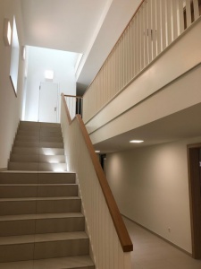 Logements sociaux - Garde-corps à barreaudage vertical et main-courante en bois